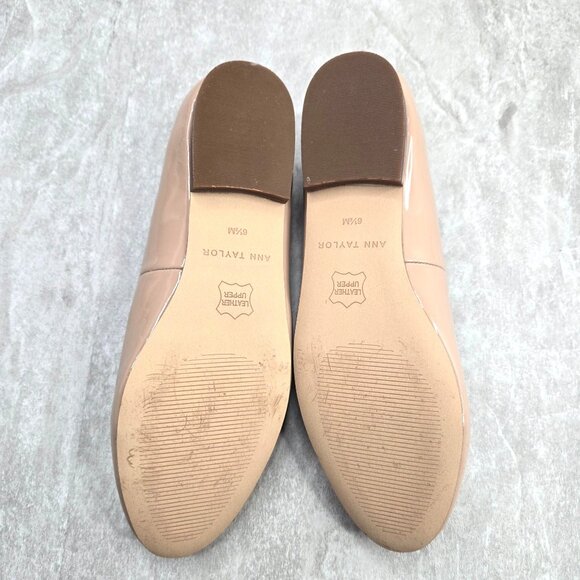 Ann Taylor Bow Ballet Flats Tan Leather Dressy Coquette Minimalist Shoe Size 6.5 - Picture 8 of 12